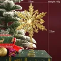 Golden snowflake Christmas tree topper with spring base, 22cm height festive decoration - Snowflake Piece (20917) / 22x15cm / Gold
