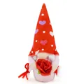 Valentine's Day plush gnome girl doll holding a red rose decorative gift ornament - Rose Girl Style / 8*8*20cm