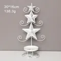 White Nordic wrought iron Christmas tree candle holder with star design for SKU selection - Star / White (Distressed)