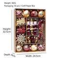 Luxury 50pcs red and gold painted Christmas ball ornament set in a kraft paper gift box - 50 Pieces / Wine Red & Gold