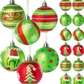 Set mit 30 festlichen grünen und roten Weihnachtskugeln mit verschiedenen Malmotiven - 30 Stück Set (6cm) / Rot & Grün Stil 1