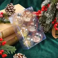Set of 6 gold mesh painted Christmas ornament balls in a clear box for tree decor - Gold Grid Style / 6 Pieces Pack / Gold