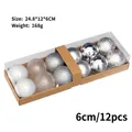 Juego de 12 bolas de Navidad plateadas de 6 cm para decoración festiva del árbol. - Juego de 12 / Plateado