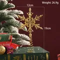 Gold electroplated snowflake Christmas tree topper with 12x19cm dimensions and 26.9g weight. - 12x19cm