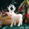 White sparkling Christmas reindeer figurine decoration with 13x21cm dimensions and 44.5g weight - 13x21cm / White Reindeer Pink Bow (Large)