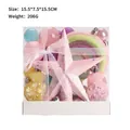 Macaron colored Christmas ornament set with 40 pieces in a clear gift box with white bow - 40Pcs Pack / Multicolor / 15.5*7.5*15.5cm