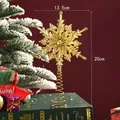 Golden electroplated snowflake Christmas tree topper, 20cm height decorative star - 20x13.5cm