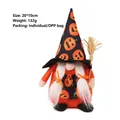 Cute Halloween faceless gnome witch doll with pumpkin hat and broom for festive table decoration - Style B (Broom) / 20*10cm
