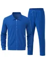 Survêtement bleu en maille gaufrée pour hommes avec veste zippée et pantalon - S / Haut Et Bas / Bleu saphir