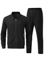 Détail de la texture en maille gaufrée noire sur veste et pantalon de sport homme - S / Haut Et Bas / Noir