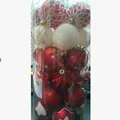 Großes Eimer-Set mit 30 roten und weißen 6 cm großen Weihnachtskugeln mit Mix-Texturen - 30 Stück Set (6cm) / Rot & Weiß Stil 4
