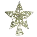 Goldschimmernder hohler Eisenstern Weihnachtsbaumspitze mit Spiralbasis - Glitter Hollow LED Star / Stil B