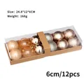 12-piece Christmas bauble set with champagne gold and silver finishes in gift box - Set of 12 / Dark Champagne