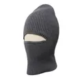 Close-up of a premium grey ribbed knit balaclava for extreme winter wind protection - Dark Gray