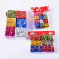 Colorful mini laser Christmas gift box ornaments in bulk packaging for holiday tree decor - 2.5cm (Pack of 12)