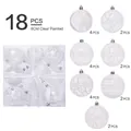 Juego de 18 bolas de Navidad transparentes de 8 cm con motivos pintados en blanco - Bola Transparente Pintada en Blanco (SYBA55WT08) / Juego de 18