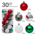 Juego de 30 bolas de Navidad de 6 cm en rojo, verde y variados estilos transparentes - Juego de 30 / Rojo Verde Blanco