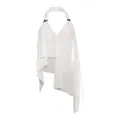 White halter neck backless V-neck camisole with asymmetrical hem and gold accents - S / Tops / White