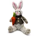 Niedliche Plüsch-Osterhasenpuppe mit Fliege und Karotten-Deko-Accessoire für Ostern - Herrenstil