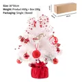 Decorative miniature red and white Christmas tree music box with festive red ornaments - Red And White Mini Christmas Tree / 50cm (With Rotating Base)