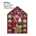 55-piece house-shaped Christmas ornament gift box with assorted electroplated balls - 55 Pieces
