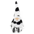 Plush cow gnome doll with black and white spotted hat and resin face details. - Cow Print Gnome / 23x25x55cm
