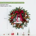 Festive 40cm PE Christmas wreath with red ribbon and Santa Claus decor for door hanging - Christmas Wreath (Red Santa) / 40CM