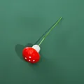 Adorable mini red mushroom cake decoration with green wire stem for DIY holiday gift crafts - Mushroom / 3.0cm - 500 Pieces/Pack