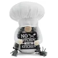 Handmade Nordic chef gnome plush doll holding a funny No Bitchin in my Kitchen sign - Chef Styling / 12x12x21cm