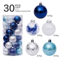 Juego de 30 bolas de Navidad en azul y plata, 6 cm de diámetro, adornos para el árbol - Juego de 30 / Plata Azul
