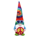 Ένα καλοκαιρινό λούτρινο ξωτικό με καπέλο tie-dye, γυαλιά ηλίου και σήμα ειρήνης. - Στυλ Σήμα Ειρήνης Μπλε Γυαλιά (A)