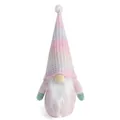 Close-up of pink Christmas gnome plush with gradient knitted hat and white beard. - 12*9*31cm / Gradient Pink