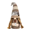 Handmade coffee themed Christmas gnome doll with knit hat and coffee cup ornament - Male Style (White Beard)