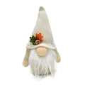 Handmade plush autumn harvest gnome with decorative maple leaf and button detail - Cream Hat Style (BH227099) / Maple Leaf Pattern