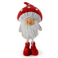 Christmas gnome decoration with red mushroom cap and white beard on white background - Standing Mushroom Style