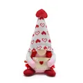Detailed view of Valentine's Day gnome plush with heart hat holding envelope - Style B (With Envelope)