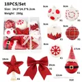 18-piece red and white Christmas ornament set with tree topper star and foam balls - 18-Piece Set / Red White