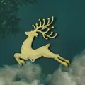 Elegant gold textured reindeer ornament with beaded antlers for Christmas decoration - Normal Deer / Gold