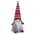 Handmade Christmas gnome plush with a red knitted hat and long grey beard detail - Classic Red