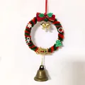Ornamento ghirlanda di Natale fatta a mano con strisce rosse verdi e campanella bronzo - Stile 4 / Diametro circa 9.5cm