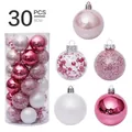 Set de 30 bolas de Navidad variadas en rosa y blanco de 6 cm para el árbol - Juego de 30 / Rosa