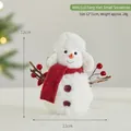 Miniature Christmas plush snowman doll with red scarf and white lei feng hat 12x11cm - Mini Trapper Hat Small Snowman