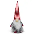 Detailed close-up of Christmas gnome plush with red striped hat and white beard - Narrow Stripe