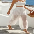 Pantaloni a lanterna in rete bianca con strato esterno trasparente per l'estate - XS / Pantaloni e gonne / Bianco
