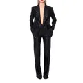 Elegant black sequined two-piece suit featuring a tailored blazer and straight-leg trousers - M / Top And Bottom / Black