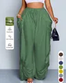 Dames plus size losse casual harembroek met trekkoord in de taille van viscose - 3XL / Bottoms / Donkergroen