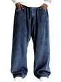 Pantalon large en velours côtelé vintage pour homme avec une texture de rayures bleu profond - S / Bas / Bleu foncé
