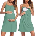 Détail d'une robe de maternité à bretelles verte avec un accès facile pour l'allaitement - XS / Robes / Vert