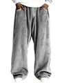 Vue détaillée de la texture en velours côtelé gris sur pantalon large homme - S / Bas / Gris