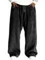 Texture détaillée du pantalon en velours côtelé gris anthracite à jambes larges - S / Bas / Noir